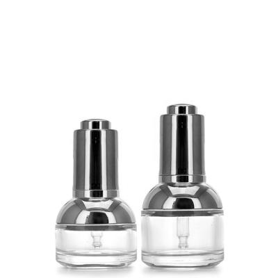 China Personal Care Custom Make Up Essential Oil Glass Luxury Clear Bottle With Dropper Full Sets Body Care Use for sale