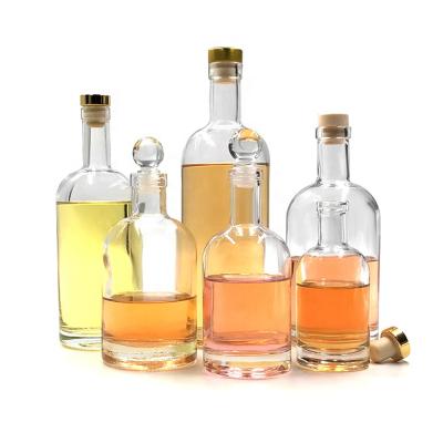 China Beverage Transparent 200ml 700ml 750ml Frosted Mini Empty Rum Spirit Whiskey Vodka Liquor Glass Bottle With Cork for sale