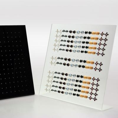 China High Grade Clear Acrylic And Black Acrylic Studs Earring Jewelry Display Stand Each Holds 49 Pairs for sale