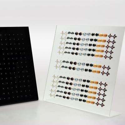 China High Grade Clear Acrylic And Black Acrylic Studs Earring Jewelry Display Stand Each Holds 49 Pairs for sale