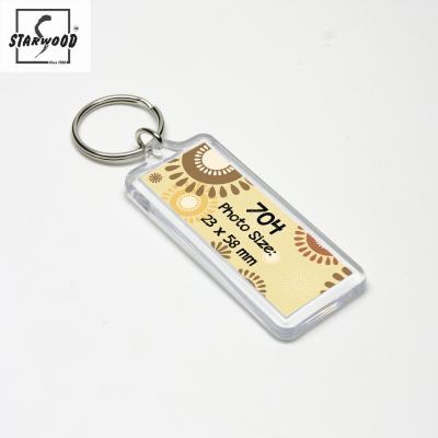 China Acrylic best seller in Amazon STARWOOD#704 rectangle 23*58 mm photo promotional keychain keychain acrylic snap cover fobs for sale