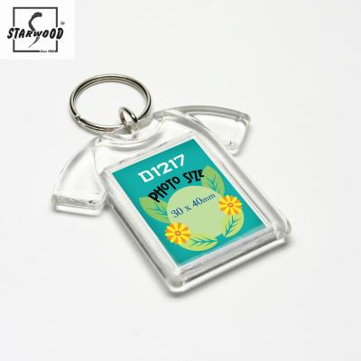 China #D1217 Acrylic Hot Selling Fabric T-Shirt Form 30 x 40 mm Acrylic Photo Soccer Football Basketball Uniform Key Chain Key FOB Holder for sale