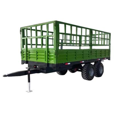 China Trailer Farm Machinery Tractor Used Farm Trailer Double Axle Stepped Carriage Body 10 Ton for sale