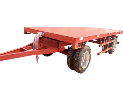 China Trailer Agriculture Machinery 10 Ton Double Axle 8 Flatbed Trailers Farm Tractors Flat Wire Tire Trailer for sale