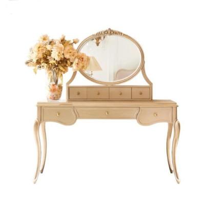 China Modern Storage Vanity Table Mirror 7 Drawers With Dressing Stool Makeup Table Desk Organizer Bedroom Furniture for sale