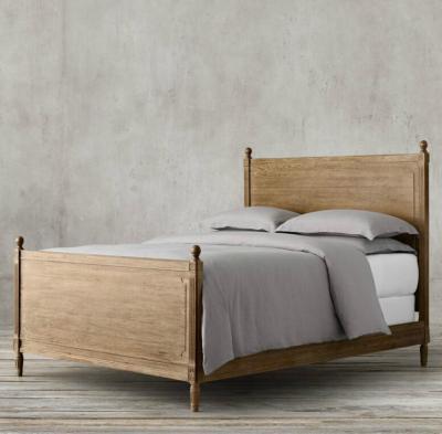 China Retro Style Industrial American Country Oak Double Bed Solid Wood Bedroom Boy Adult Bed for sale