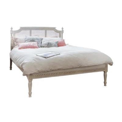 China French Style Rattan Bed Frame Modern Bed Frame Solid Wood Bed With Details Hand Carved For Bedroom Furniture for sale