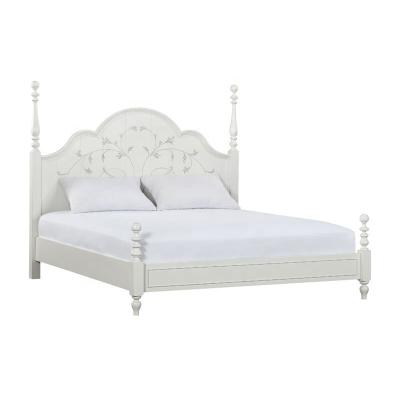 China Modern Simple Modern Bedroom Furniture Solid Wood Double Bed Column American White Roman Bed for sale