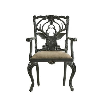 China (Other) Hot Selling French Antique Solid Wood Adjustable Carved Dining Chair Carved Single Backrest Book Chair for sale