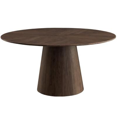 China Adjustable (Height) Factory Supply Solid Wood Dining Room Furniture Walnut Ash Veneer Round Pedestal Dining Table for sale