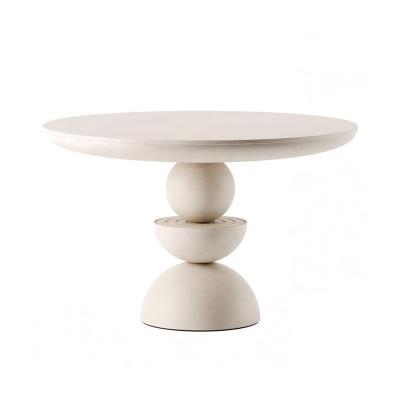 China Wholesale French Solid Wood Oak Old Art Creative Round Dining Table Modern Factory White for sale