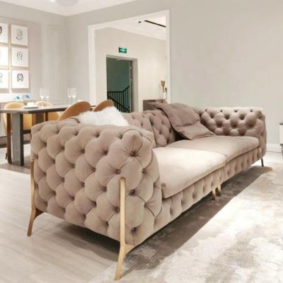 China Luxury Modern ART Fabric Button Sofa Bed Sofa Light TRACTION Mix And Match Frosted Technology Three Resistant Fabric Pilou Sofa for sale