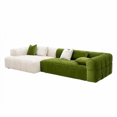 China New Sofa Bed 2023 Stripes Cream Puff American Sofa Living Room Three Person Module Color-blocking Sofa for sale