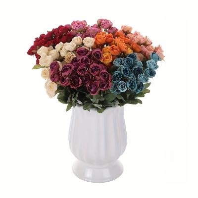 China Beautiful Colorful Hot selling  Artificial Bouquet of roses Little Silk Rose Multiple Colors  home decoration wedding   party ROSE for sale