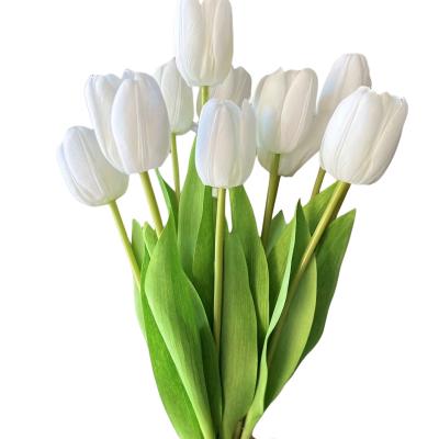 China Beautiful Colorful Artificial White Tulip flowers wedding Silk flowers Window  Door  ROSE Garden Decoration Christmas party wedding decoration for sale