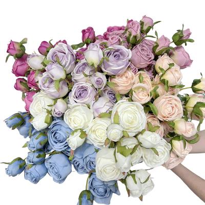 China Beautiful Colorful Factory wholesale  Artificial Rose flower  Silk White Rose Multiple Colors  Home decoration Wedding Artificial Flower  party for sale