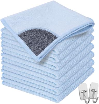 China Sustainable Microfiber Household Microfiber Towel Cloth DIY Microfiber Wash Cloth Porcelain Blue Microfiber Cloth for sale