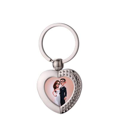 China Cheapest Metal Sublimation Souvenir Gifts Promotion Key Chain Various Shapes Blank Heart Keychains With Key Holder for sale