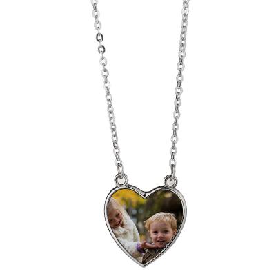 China Romantic heart shape jewelry necklace factory price sublimation metal blank necklace for sale