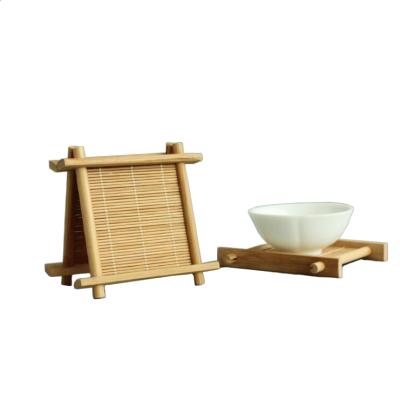 China 4PCS Sustainable Sustainable Household Eco - Friendly Bamboo Simple Square Coasters For Tea Cups for sale