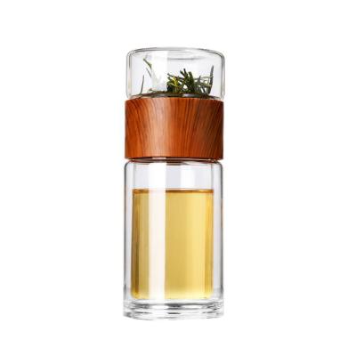 China 230ML Sustainable Tea Separator Portable Double Decker Glass Mugs For Office Work for sale