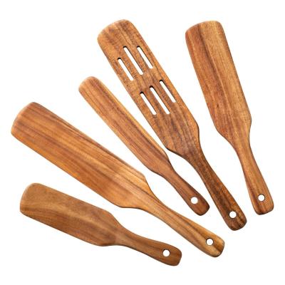 China Spurtle Sustainable 5 Piece Wooden Set of Kitchen Utensils, Spurtles Kitchen Woodworking Tool Kit, Wooden Spoons for Slotted Baking for sale