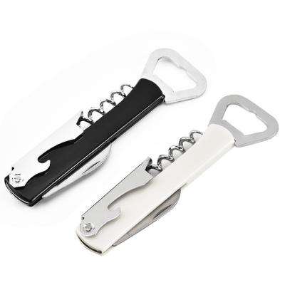 China 2021 Bar Accessary Household Hinge Servers Double Screw Corkscrew Hand Opener Bottle Plastic Beer Can Opener for sale