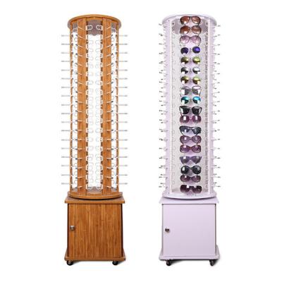 China OEM Removable Wholesale Custom 108Pcs Board Sunglasses Store Factory Glasses Shelf Floor Rotating Display Rack for sale