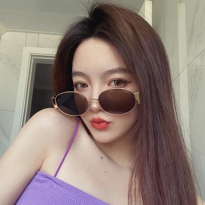 China Vintage Anti UV400 Brand Metal Frame Sunglasses Women Retro Punk Style Oval Outdoor Party Sun Glasses Fashion HipHop Female Shades for sale