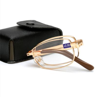 China Wholesale Fashion Portable Retractable Folding Glasses With Leather Case Logo Cheap Reading Glasses Custom Made for sale