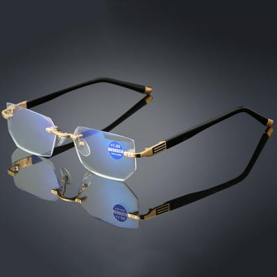 China Slim Men Brand Rimless Blue Light Presbyopic Glasses Anti Balancing Reading Glasses Magnifying Glasses +1.0 +1.5 +2.0 Ultralight | +4.0 for sale