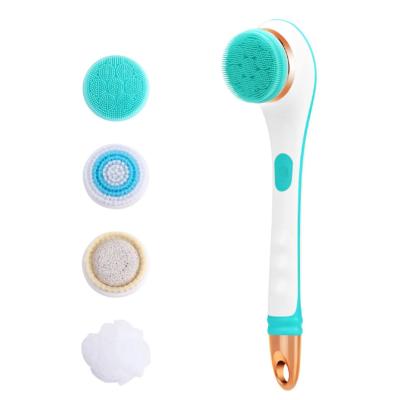 China USB Rechargeable Long Handle Body Cleaning Brush Silicone 2 Speeds Rotating Shower Brush Waterproof Electric Spa Bath Brush for sale