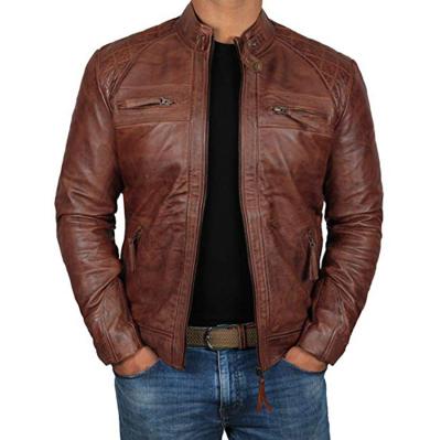 China QUICK DRY Mens Leather Jacket For Biker Distressed Lambskin High Quality Material - Wholesale Price for sale