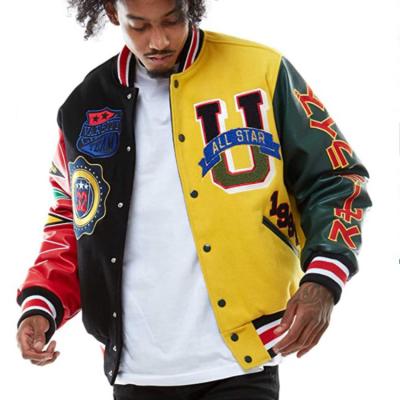 China OEM Breathable Embroidery Patches Mens Letterman Jacket Baseball Custom Street Plus Size Coat Varsity Jacket For Men for sale