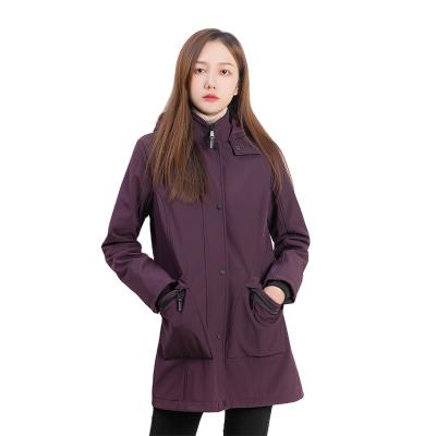 China Breathable Women's Purple Thin Medium Length Thin Windproof Coats And Jackets With Hood for sale