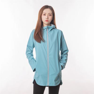 China New Design Breathable Ladies Long Jackets And Coats Womens Zipper Light Blue Hooded Anorak Parka Jacket for sale