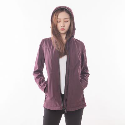 China OEM Factory Autumn Womens Windproof Purple 100% Polyester Zip Up Windproof Coat Jacket With Hood for sale