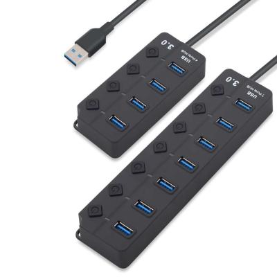 China Mobile Devices Computer USB 3.0 Hub 7 Ports Usb Driver Fast Speed ​​Multi Connectors USB LED Connectors .desk HUB With DC Power Adapter for sale