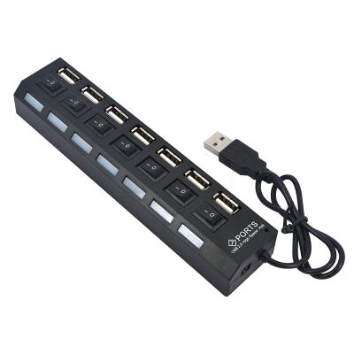 China Universal Computer+Smart Phones USB Hub 2.0 USB Hub Power Adapter Multi USB Splitter 7 Ports Multi USB HUB With Led Light for sale