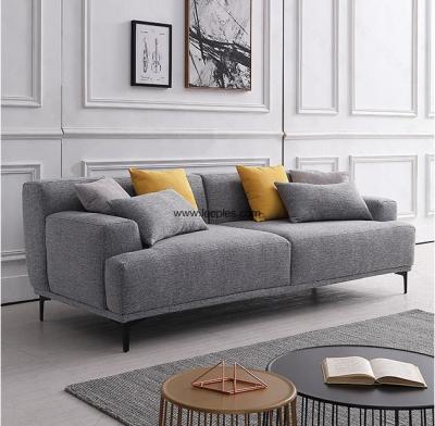 China Indoor Leisure grey color 3 seater sofa design with metal legs for sale