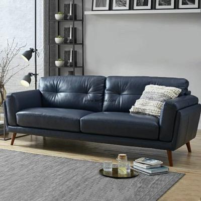 China hotel furniture genuine leather home sofa loveseat set with wooden legs for sale