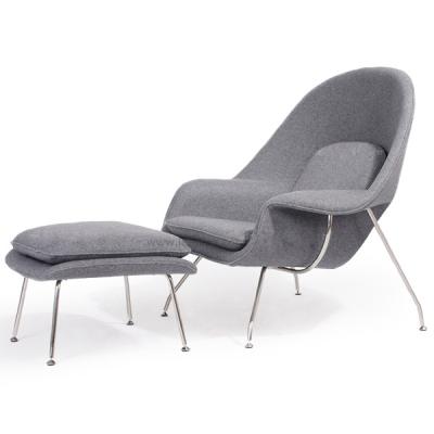 China Stainless Steel Metal Base Design Fabric Velvet Womb Lounge Chair With Ottoman For Living Room,Upholstery Material. for sale