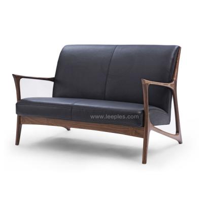 China Solid Wood Living Room Furniture Modern Nordic Style Double Seat Sofa Chair. for sale