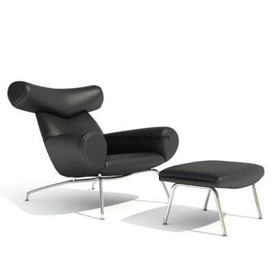 China Replica PU genuine leather stainless steel OX chair with ottoman,color optional. for sale