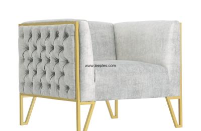 China Living room american design furniture golden armchair stainless steel velvet single sofa chair set,color optional. for sale