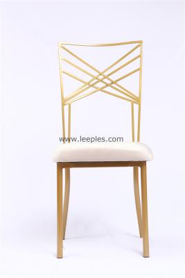 China New Design Golden Color Steel Banquet Chair, Fancy Chameleon Chair Champagne With Gold Velvet Cushion For Wedding. for sale