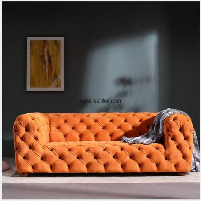 China Home furniture American style roll arm orange fabric light luxury living room sofa,color optional, for sale