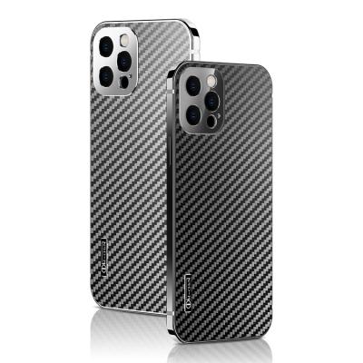 China Fashion Cell Phone Case Stainless Carbon Fiber Steel+Acrylic Case For iPhone 13 13 Pro for sale