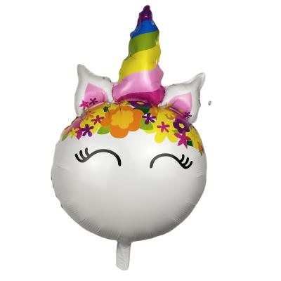 China Newest Baby Birthday Party Supply 54cm Unicorn Foil Balloon Round Cartoon Toy Aluminum Foil Balloons Baby for sale