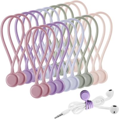 Chine 20 PCS Tissu de câble magnétique réutilisable avec fil de silicone du gestionnaire de câble magnétique à vendre